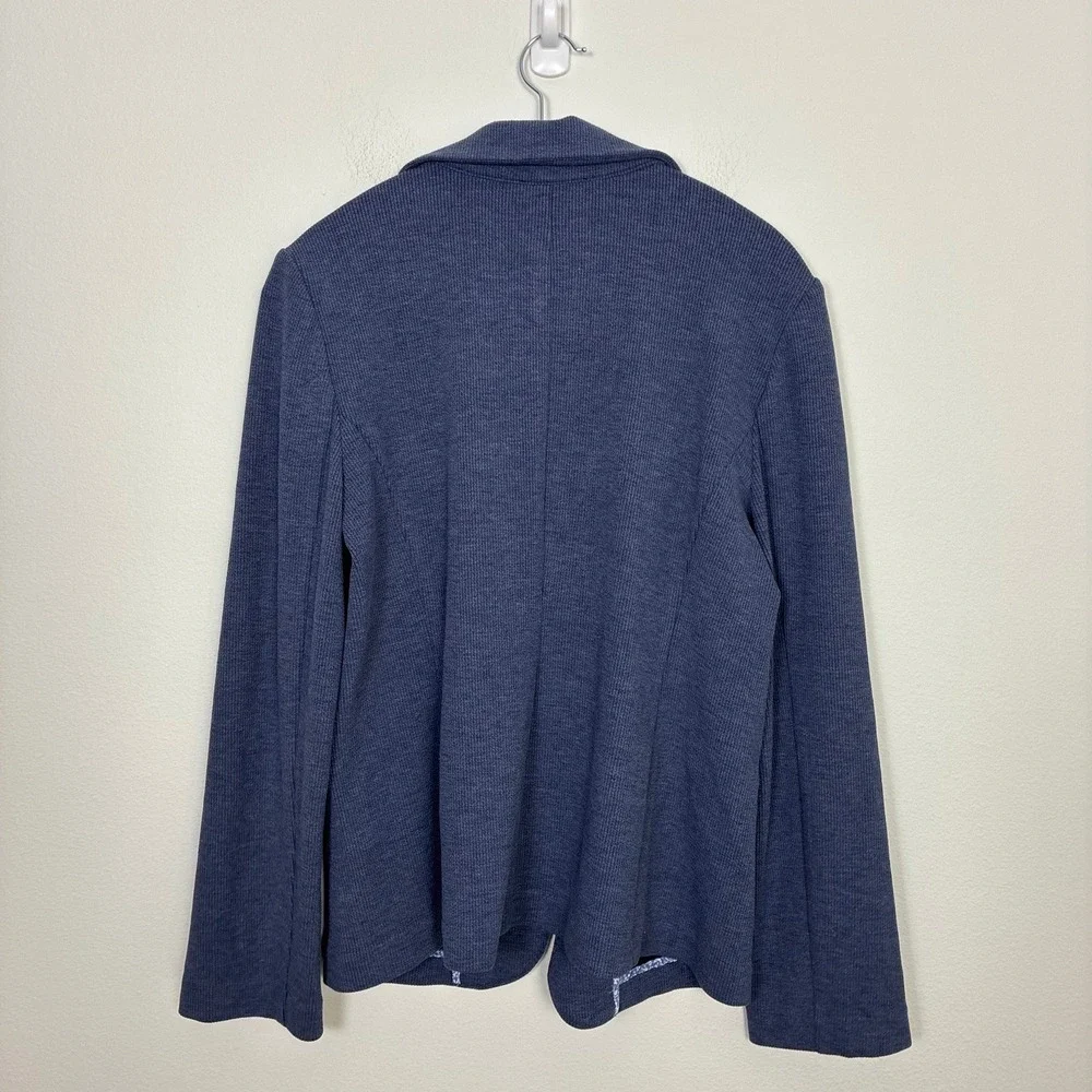 Skies Are Blue Ribbed Knit Blazer Open Front Jacket Women's L Preppy Minimalist